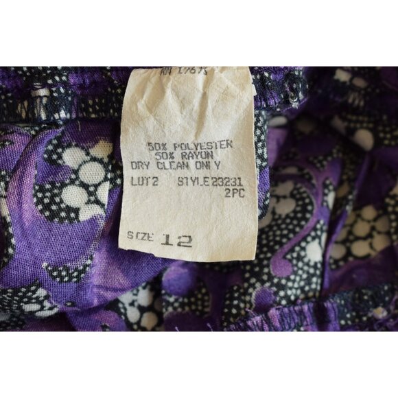 Vintage 90s Floral Botanical Poly/Rayon Midi‎ Skirt size 12 | 34waist - Picture 9 of 9